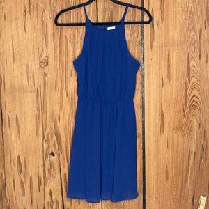 Blue Rain Party Cocktail Dress Womens S Blue Spaghetti Strap Pleated Flowing